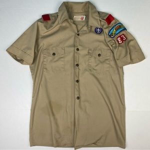 Vintage Boy Scout Leader Uniform Shirt Mt Diablo Silverado Council Damaged Tan